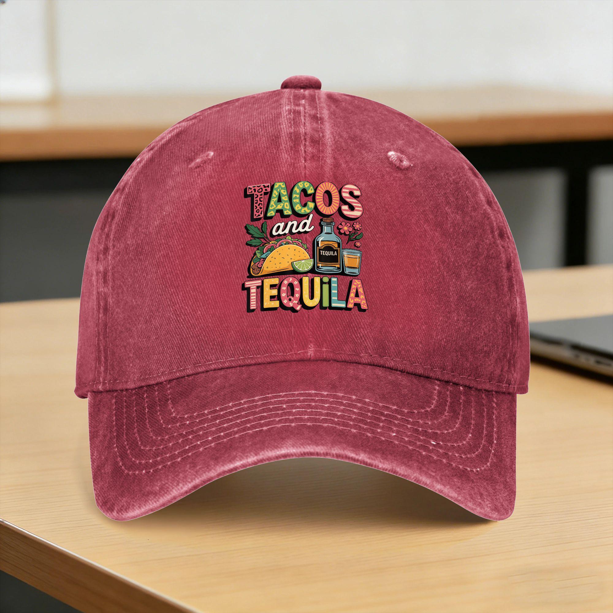 Tacos and Tequila Tacos Casual Baseball Cap For UnisexTeens Summer Running Hippie Trucker Hat Classic Wholesale Snapback Cap One Size