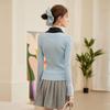 Bailuyu Damen Slim Fit Revers Color-Block Strick-Cardigan