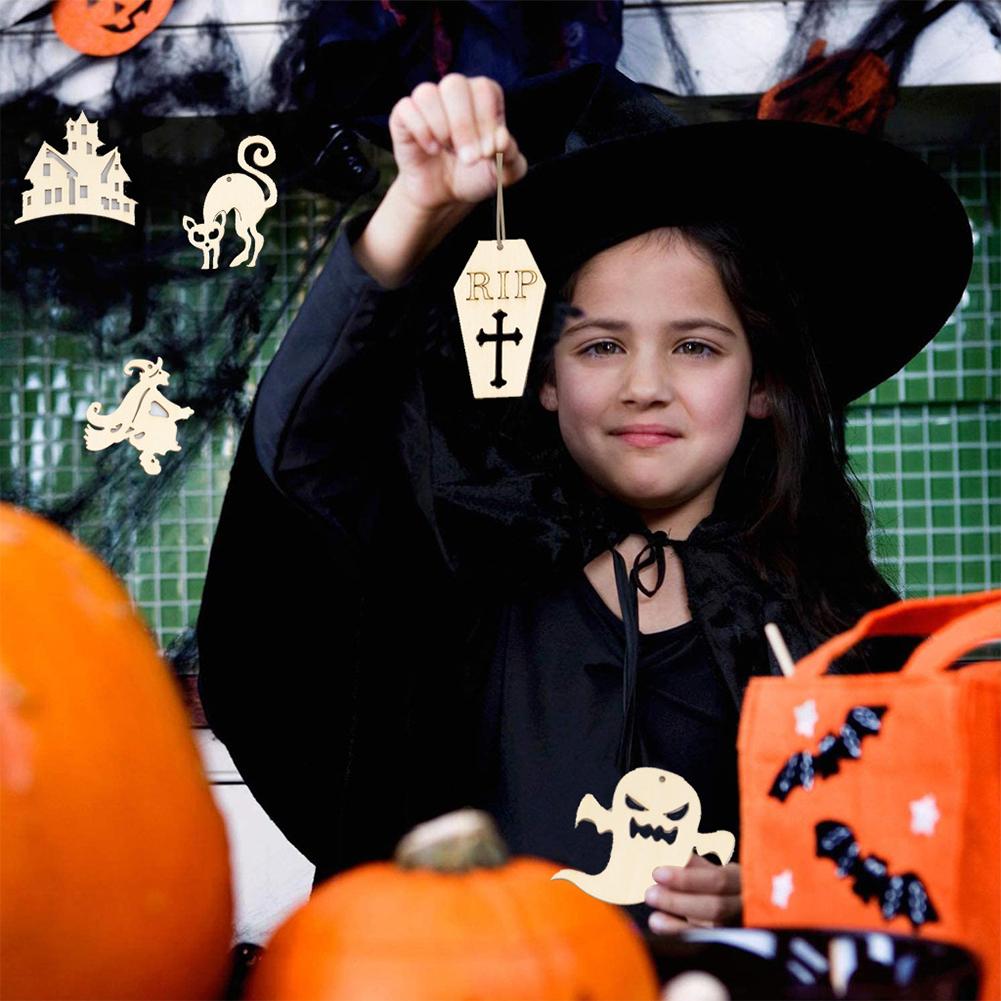 Hölzerne Halloween-Ornamente Hohl hängender Anhänger für Heimkunsthandwerk