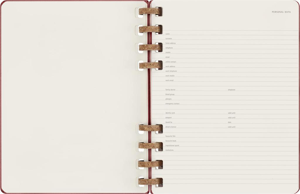 Moleskine nie datowany planer życia w spirali, twarda oprawa, rozmiar XL (20,4 cm szerokości x 25,2 cm wysokości), Rozgnieciona Wiśnia, DHUNDSPF3212MWH4