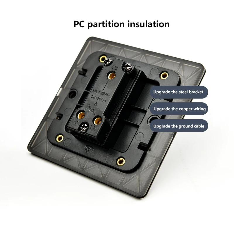 86 Type Retro Switch 1-4 Gang 2 Way Wall Light Brass Lever Toggle Switch Black Matte Stainless Steel Panel EU FR Power Outlet