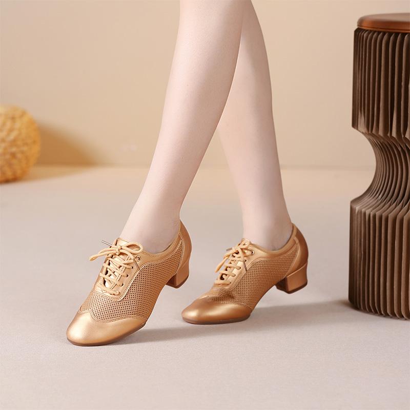Scarpe da ballo moderne in pelle Scarpe da ballo valzer tango jazz da donna con tacco basso Scarpe casual con suola in gomma