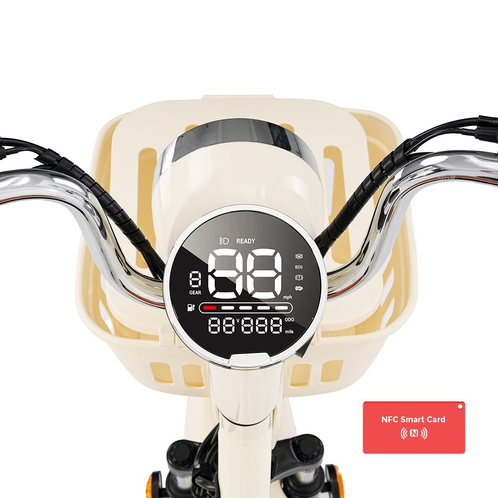 Electric Scooter iScooter Y16 14" 1200W Motor LCD DIsplay Soft Seat Cushion 48V 20AH Fully Suspended Adult Electric Scooter With NFC Card Beige