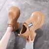 Thick-soled Muffin Small Leather Shoes Women's Autumn New Small Inner Height Increase Velcro Comfortable Single Shoes