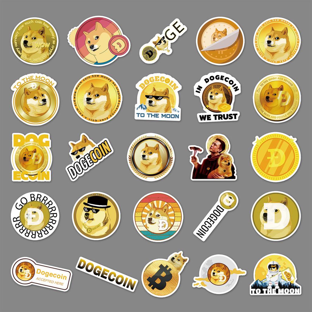 50 Cartoon Personalized Dogecoin DIY Waterproof Scooter Car Refrigerator Decoration Stickers