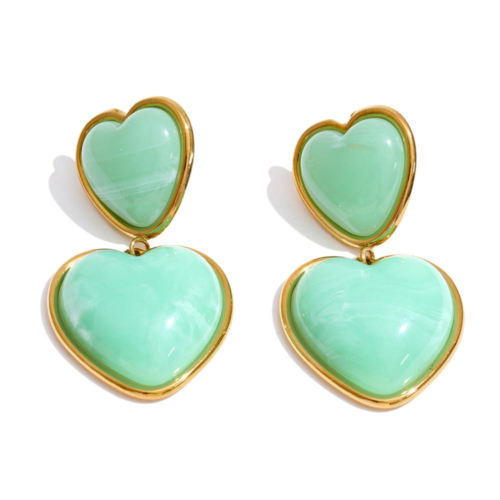 

Yhpup 5 Color Acrylic Resin Heart Love Drop Sweet Earrings for Women Stainless Steel Charm Young Exquisite Jewelry