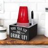1PC Cup Holder - Wood Drink Dispenser with Marker Slot for Easy ID - Perfect for Coffee Shops - Fits Most Plastic Cups, Adds Decorative Flair