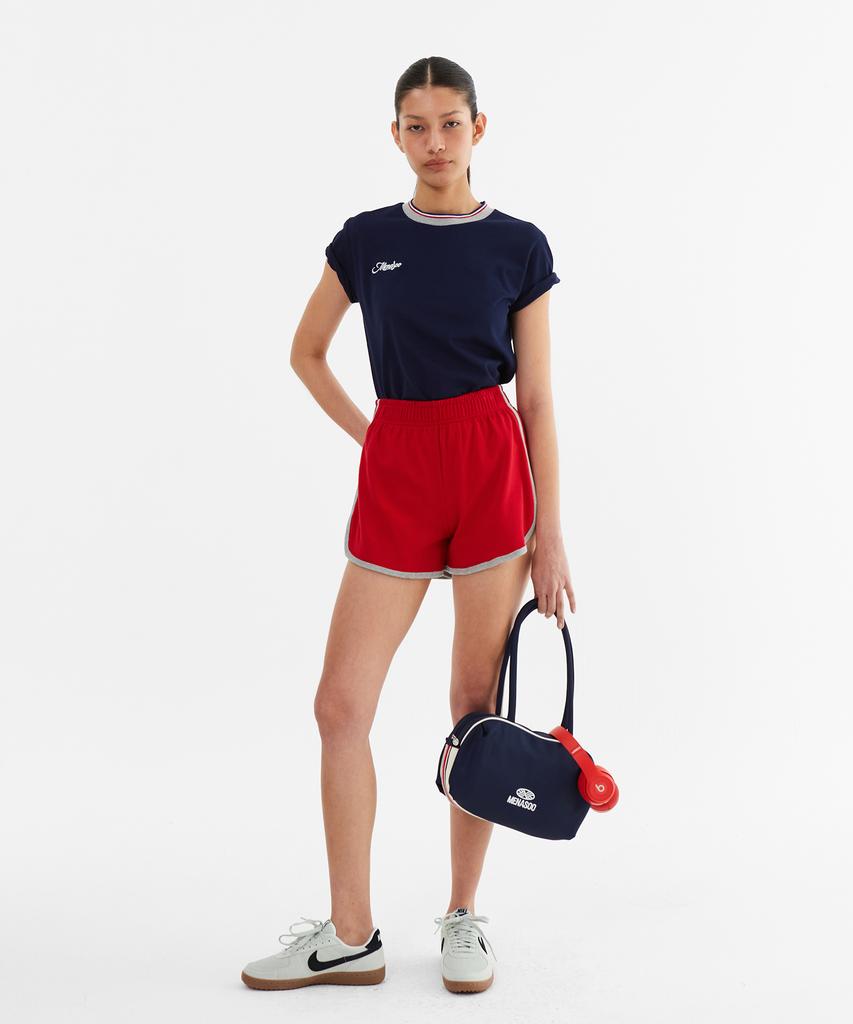 Minasu Color Combination Solid Line Short Pants_Red