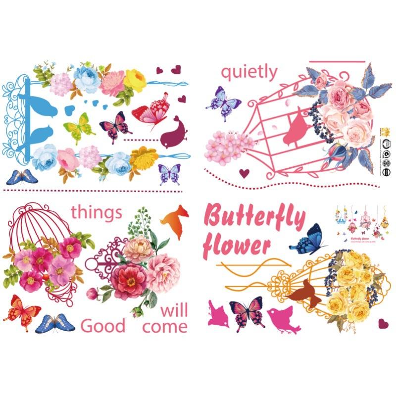 

HM74003 цветок бабочка клетка для птиц современный ins стиль вход ресторан ТВ фон настенное украшение наклейки на стену 50*70