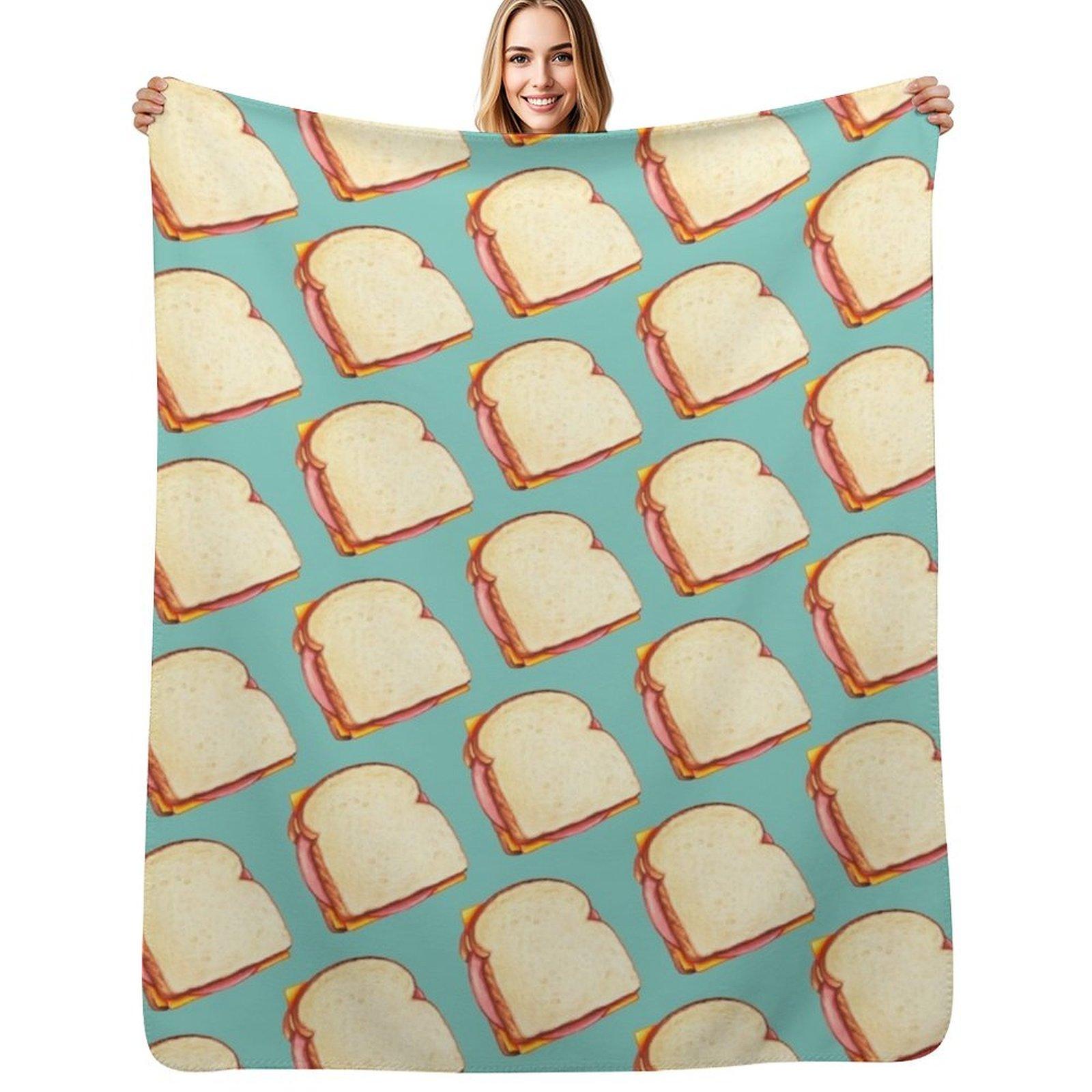 Bologna Sandwich Pattern Blue Throw Blanket Wrinkle Resistant Lightweight Blanket 102x76cm(40x30in)