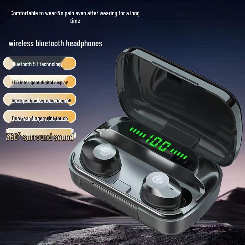 M5 Bluetooth Earbuds: Dual Ear, Noise-Cancelling, Long Battery Life, Smart Display