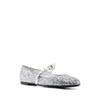 Salvatore Ferragamo Ferragamo Bow Detail Glitter Ballerina Shoes Silver