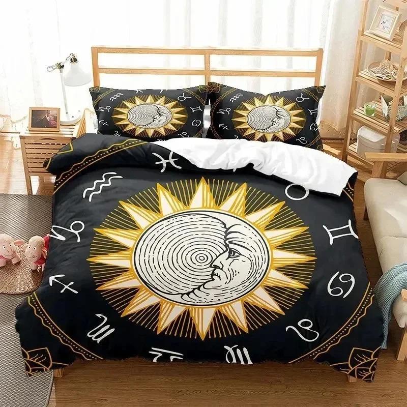 Sun And Moon Twelve Constellations Zodiac Bedding Set Bedroom Soft Modern Bedspreads Comefortable Duvet Cover Quilt Pillowcase