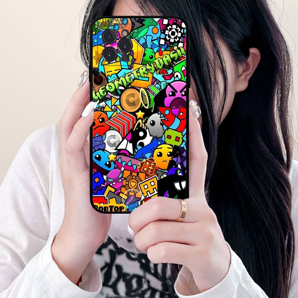 Game Geometry Dash For IPhone 17 16 15 14 13 12 11 Pro Max 13 17Air Shockproof Soft Phone Cases Coque