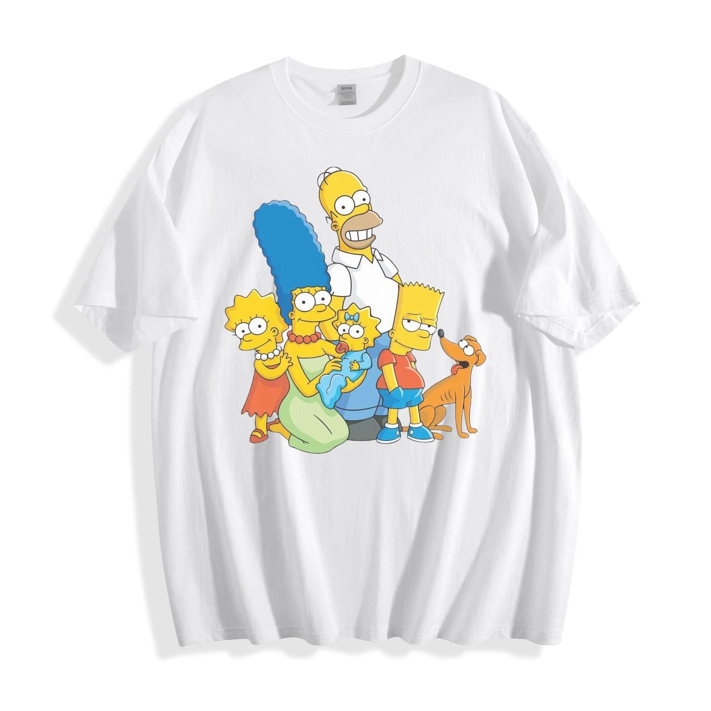 OFFICALThe Simpsons Family Graphic T-Shirt Gray Homer Bart Lisa Marge Maggie Tee S