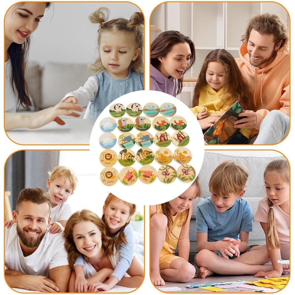 Wooden Animal Matching Game for Kids  Toddler Educational Card Matching Toy  Fun Learning Game for Preschool Children Ages 3, Boys and Girls