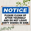 Planetjuice Vintage Metal Sign Please Clean Up After Yourself Rustic Blue White Kitchen Decor
