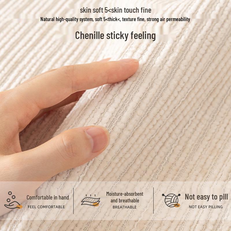Chenille Universal Non-Slip Sofa Cushion Cover - Solid Color, Modern Design for All Seasons