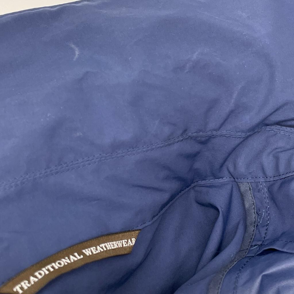 TRADITIONAL WEATHERWEAR Navy Selvedge Hooded Soutien Collar Coat coat 40 NavyUsed