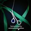 Fashion Luxury Imitation Natural Sapphire Necklace, Celebrity Style Slightly Set With Emerald Water Drop Pear-Shaped Chain For Women