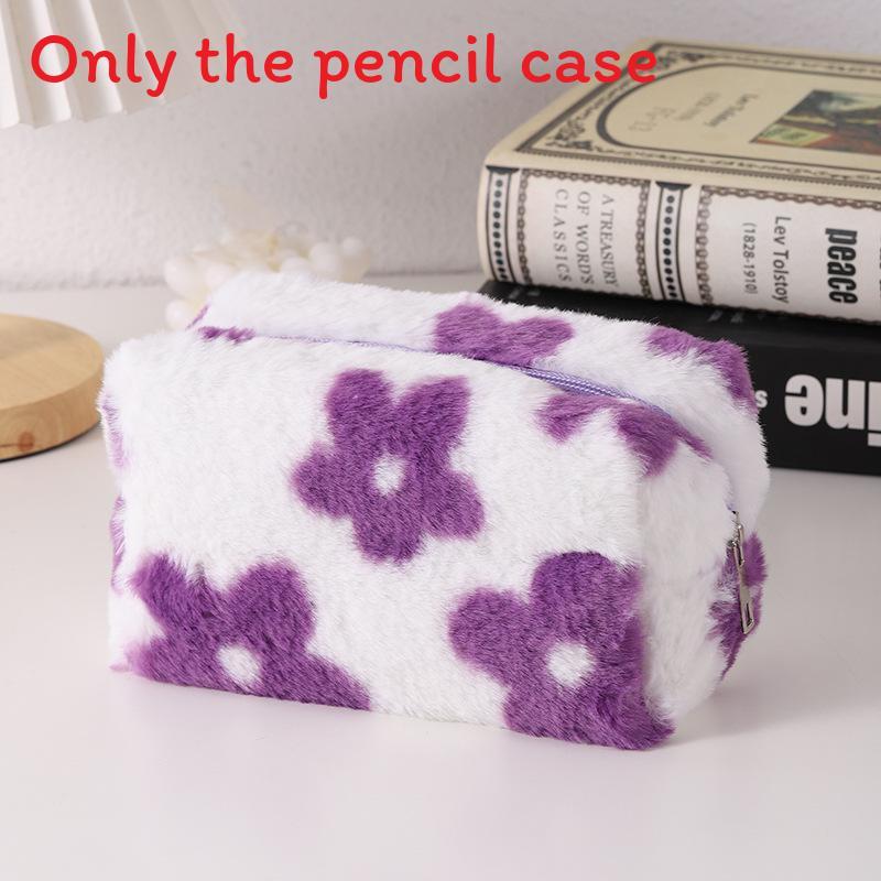 Korean Cute Cartoon Pen Case For Students With Plush Material For School Supplies Organizer