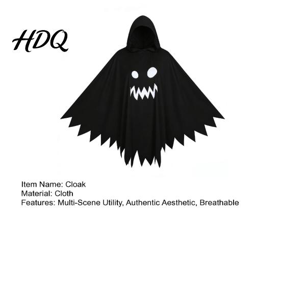Halloween Ghost Cloak with Hood Loose Fit Irregular Hem Costume Parent Child Matching Outfits for Cosplay Party White Spooky Pullover Cape