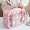 Bolsa de viaje de PU para mujer, neceser, neceser de maquillaje, organizador de viaje, neceser impermeable, estuches transparentes para cosméticos.