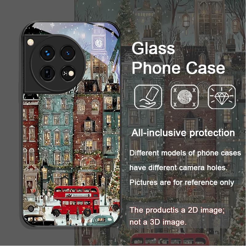 

Christmas Winter Snow Street Scenery Tempered Glass Phone Case for OnePlus 13R 12 11 10 ACE2 ACE3 Pro Nord2T 4 2 CE3 Lite Cover OnePlus Nord CE 3 Lite