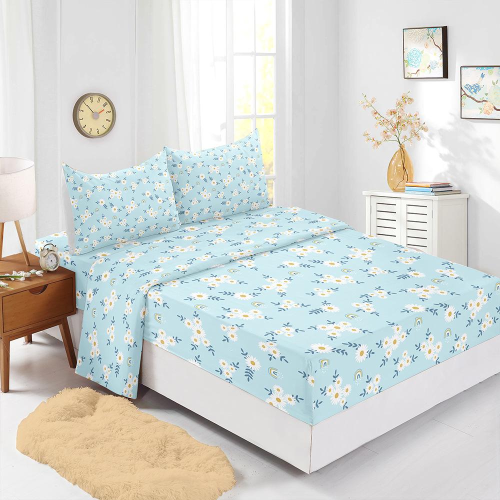 Flower Landscape Mattress Four-Piece Children'S Bedding Digital Printing Mattress Protective Cover