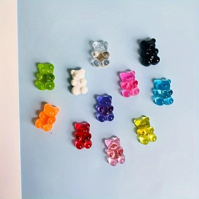 10PCS Random Color Resin Cartoon Bear Refrigerator Sticker Kitchen Magnetic Whiteboard Card Refrigerator Decor