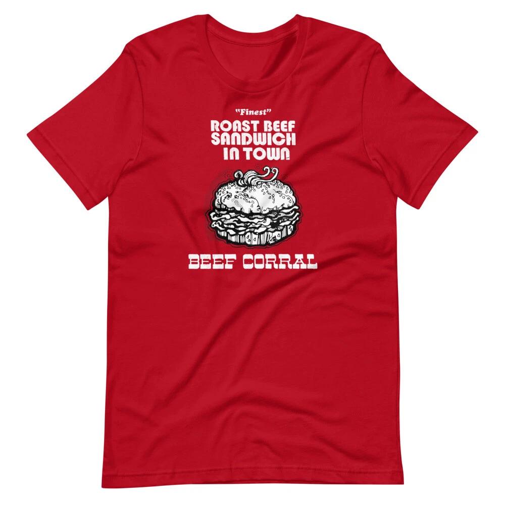 BEEF CORRAL Restaurant ROAST BEEF SANDWICH Tee Shirt Unisex 100% Cotton T-shirt Mens Tees Top 4XL