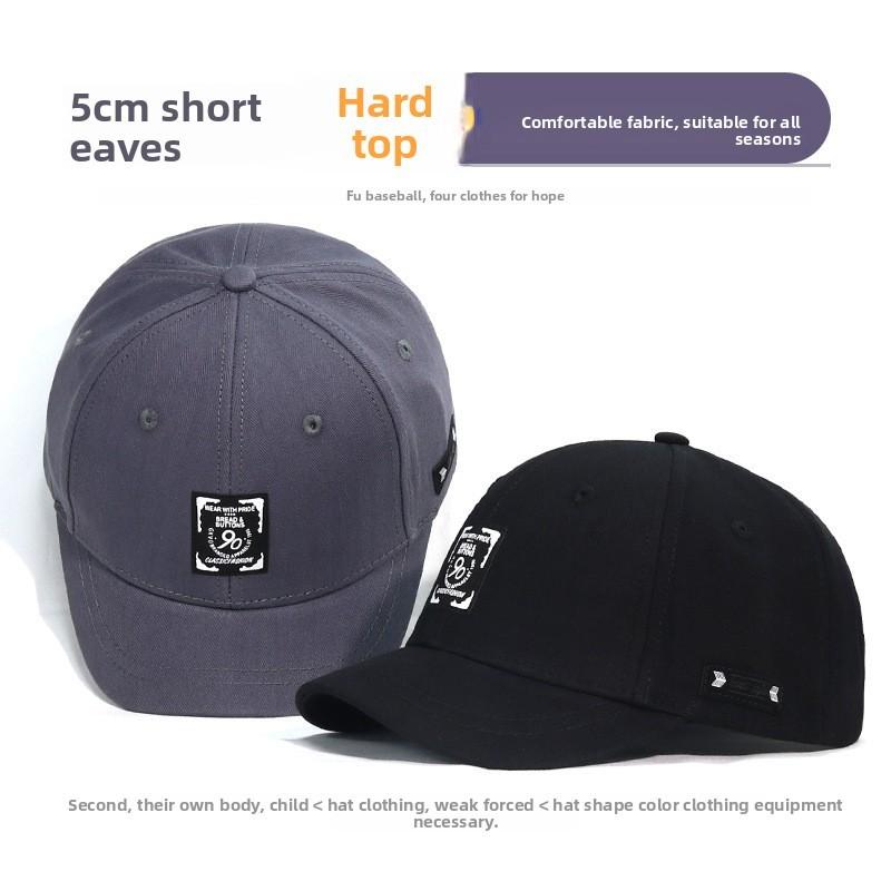 90 Baseball Cap Cotton Letter Embroidery Short Brim Streetwear Hat For Teens And Adults