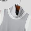 INCERUN Men Turtleneck Stitching Oversleeve Rib Casual Fitted Tank Tops