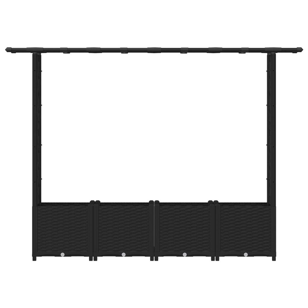 Raised Bed with Trellis and Hanging Roof Black 203 X 40 X 138 Cm PP