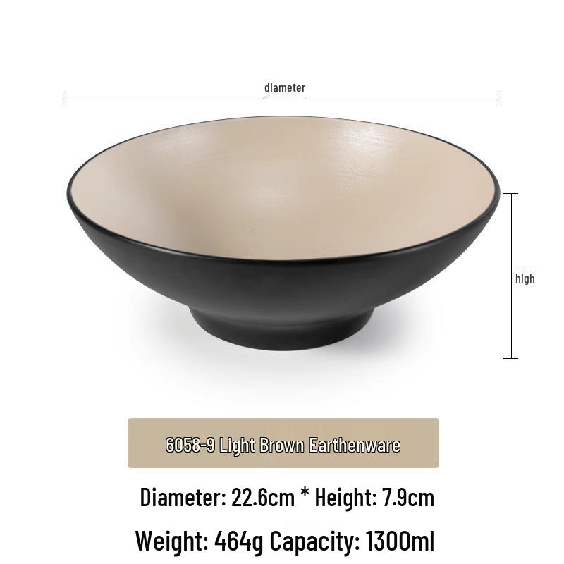 Large Frosted Melamine Ramen Bowl - Japanese-Style Restaurant Noodle Bowl for Mala Tang, Luosifen, Soup, and Rice Noodles