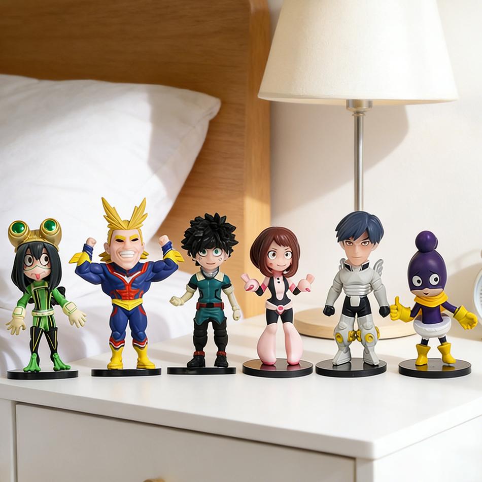 6PCS My Hero Academia Anime Figure Deku Midoriya Izuku Bakugou Katsuki Dabi All Might Boku Action no Poseable Articulated Scale Detailed Movable