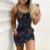 Robe d'été moulante sans manches à imprimé rétro avec poches, sexy, coupe ajustée, élégante, pour fête