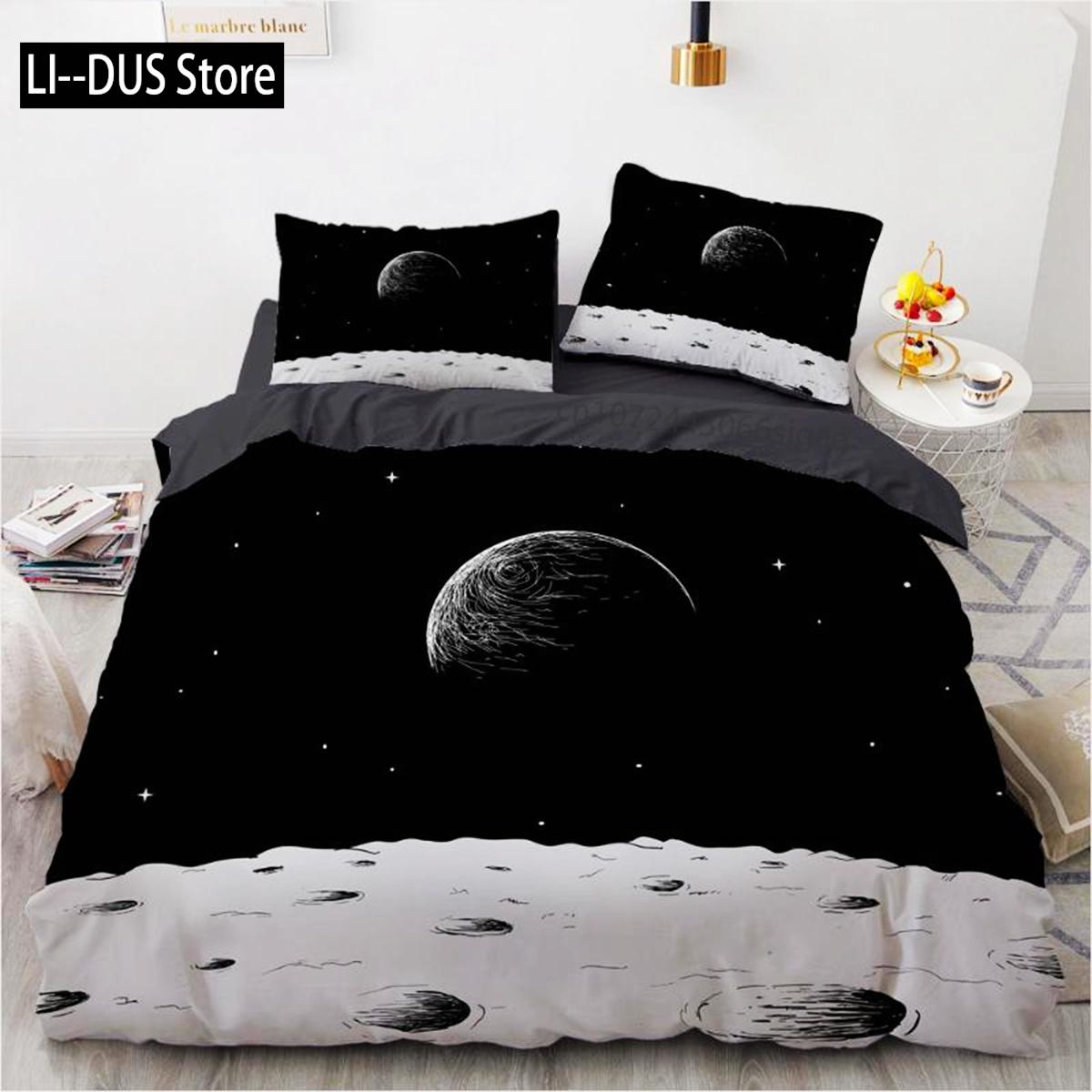 

Comforter Space Microfiber Outer Space Astronaut American Flag Pattern Bedding Set For Boys Girls Queen King Comforter (quilt)-EU Single(135*200cm)3pcs