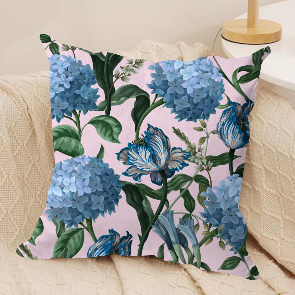 

Hydrangea Cushion Cover Soft Plush Fabric DoubleSided Printed Cushion Covers for All Seasons Modern HomeDecor Gift 30x30cm