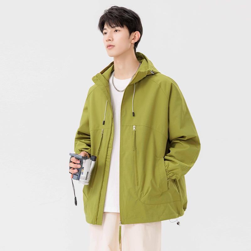 Men's Jacket Trendy Spring and Autumn Tooling Jacket Windproof Jacket Hooded Couple Loose Top Casual Jacket Men