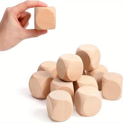 15 ks Sada dřevěných kostek, Vysoce kvalitní tvrdé dřevo, Hladký povrch, Design se zaoblenými rohy pro DIY řemesla, Výrobu šperků a Dekorativní doplňky