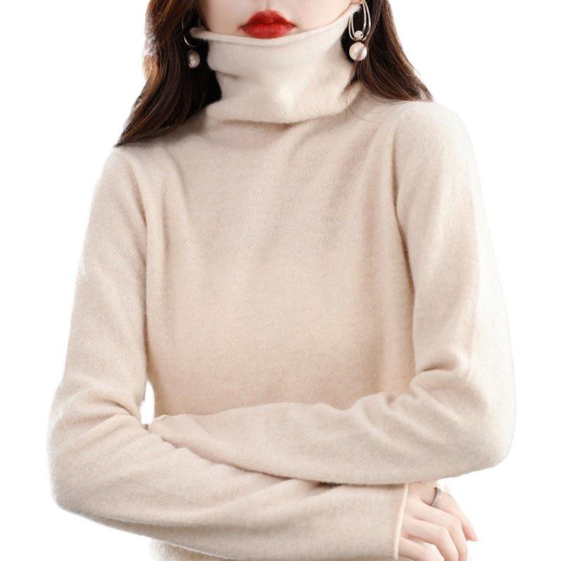 Autumn/Winter 100% Wool Slim-Fit High Neck Knit Sweater