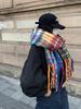 Korean Version Autumn and Winter Rainbow Plaid Imitation Cashmere Scarf Female Student Couple Mohair Warm Scarf Long Shawl