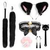 Cat Tail Bell Headband, Anal Plug, Nipple Clamps Flirting Set