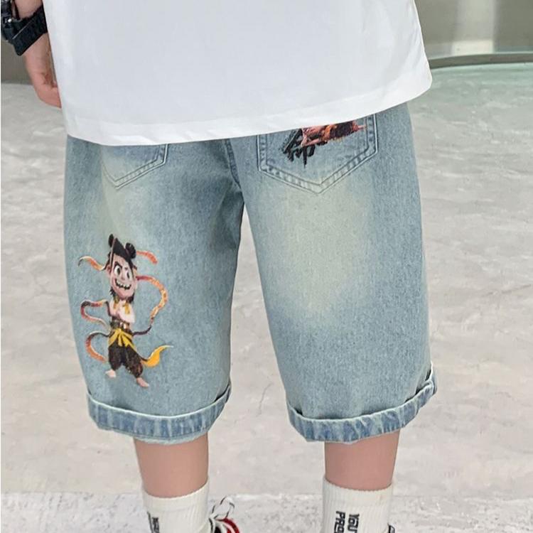 Jungen Sommer-Shorts Herren Modische Denim Fünfviertelhosen Jungen Sommer-Shorts