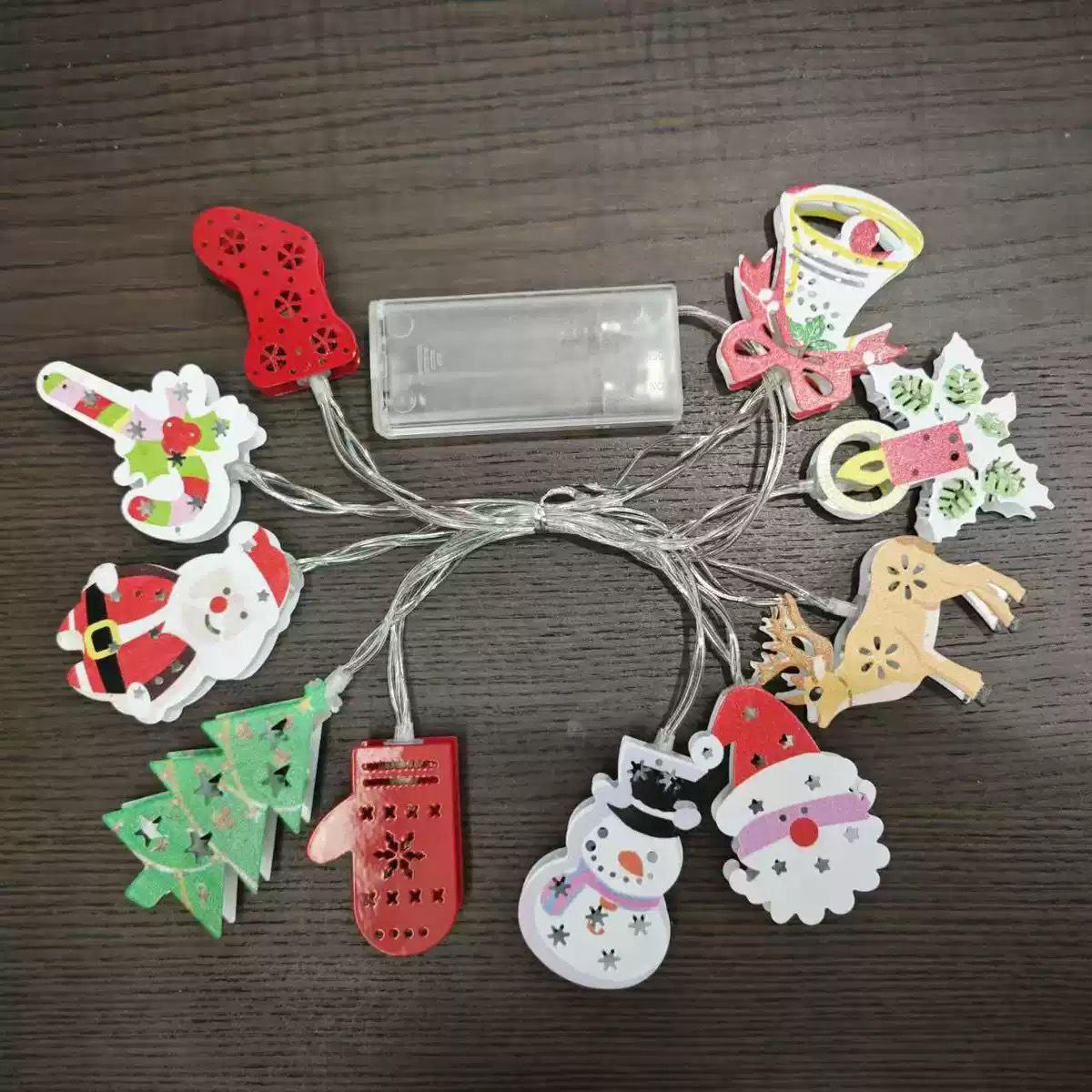 

Santa Claus LED Fairy String Lights - Iron Art Christmas Tree Decorations Battery 1.5m 10 lights steady