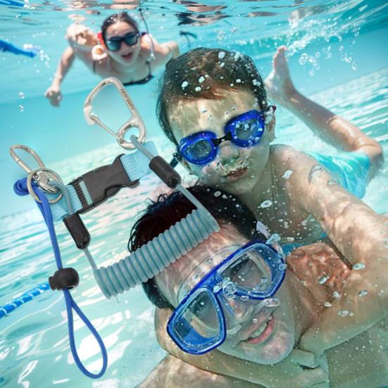 Scuba Diving Coil Landyard Stainless Steel Spring Lanyard with Quick Release Buckle Swimming for Underwater Camera Flashlight