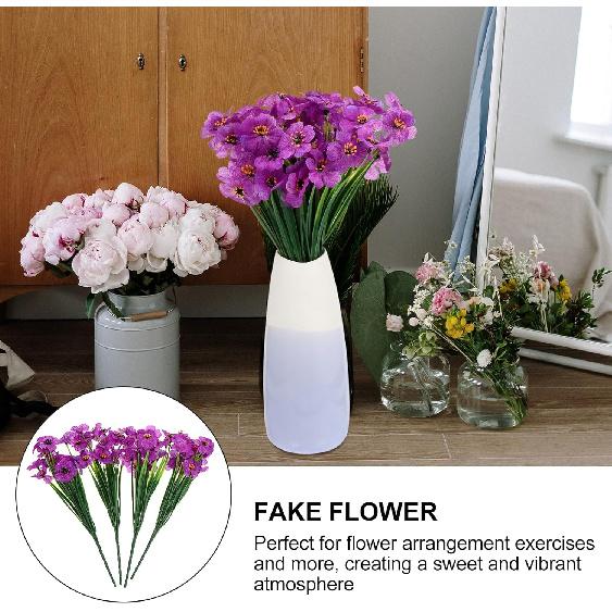 

4 Bundles 18 Heads Artificial Violet Flowers, No Fade Durable Fake Flower Plant Faux Bouquet Decor for Home, Garden Party and Wedding Porch Window