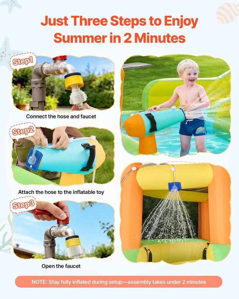 Inflatable Bounce House, 13.3 X 11.4 X 8.4 Ft Inflatable Bounce House Water Slide, Bouncer Castle with Climbing Wall, Double Tall Slides, Splash Pool