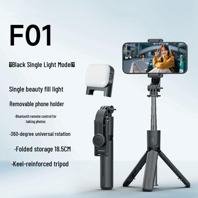 New F01 Anti-Shake Rotating Selfie Stick with Detachable Wireless Remote and Tripod for Travel Photography